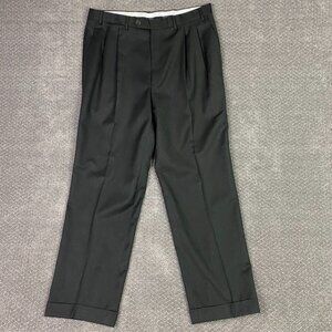 Canali Dress Pants Slacks Men's 36 Measures 35 x 29 Wool Green Pleats Cuffed